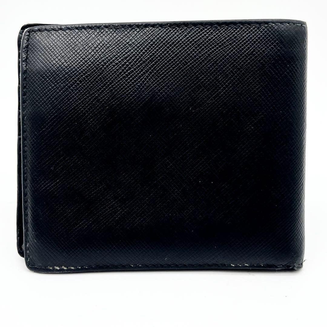 PRADA 二つ折り財布　サフィアーノレザー　ブラック