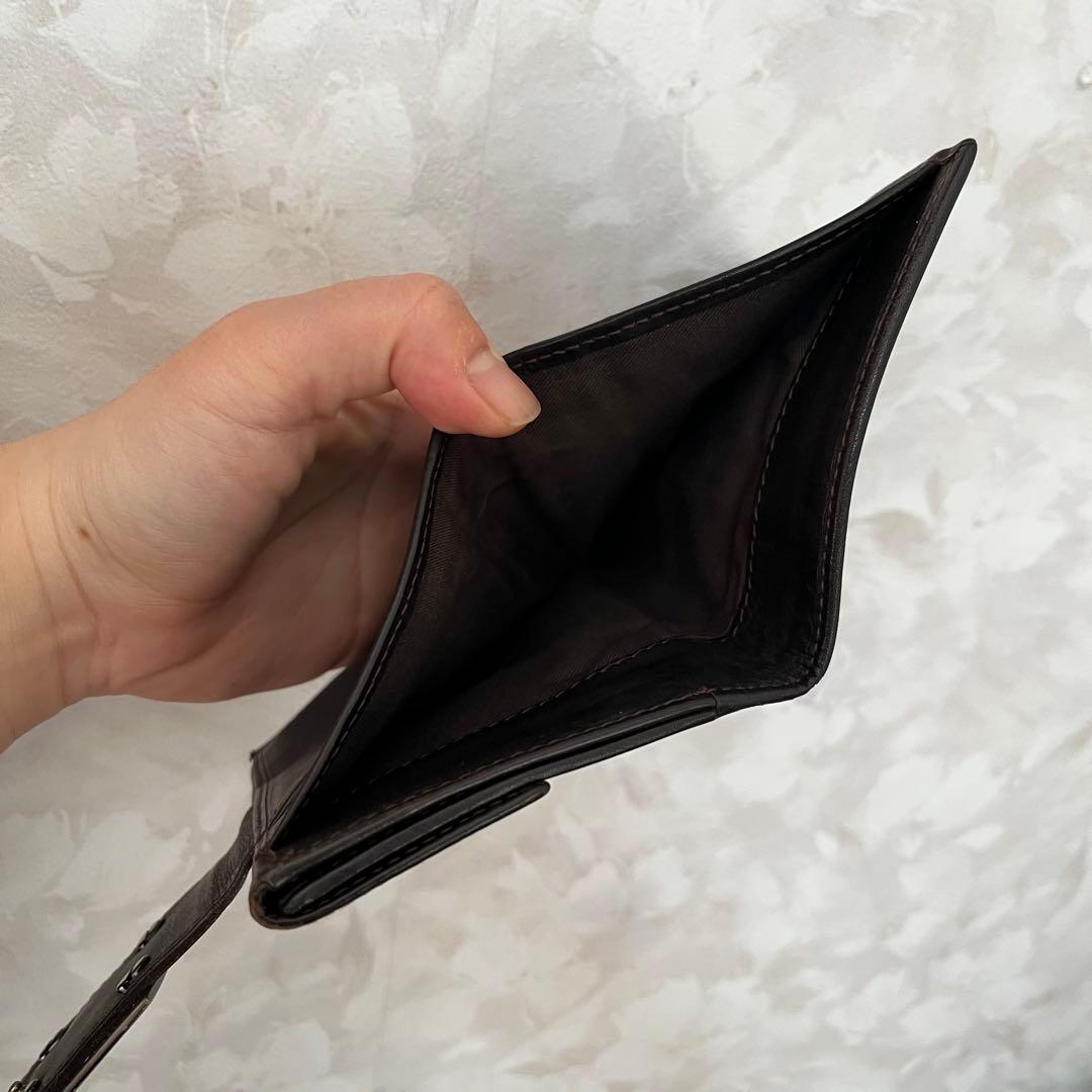 美品 FENDI フェンディ ズッカ柄×レザー 二つ折り財布 ミニ財布