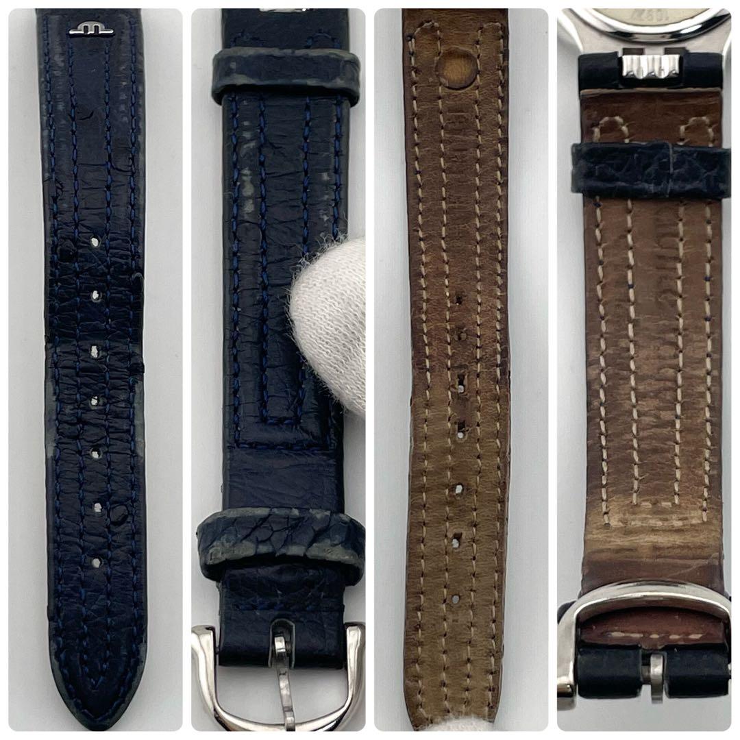 【稼働】モーリスラクロア　カリプソ　デイト　腕時計　青文字盤　ローマン　純正