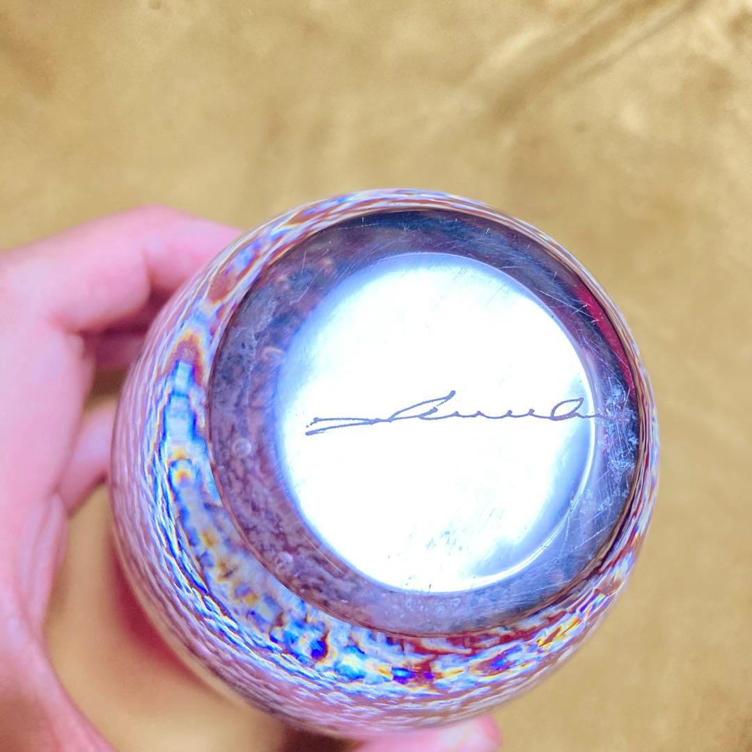 超希少品　サイン有り 現代の名工 黒木国昭 銀彩泡入花器 一輪挿し