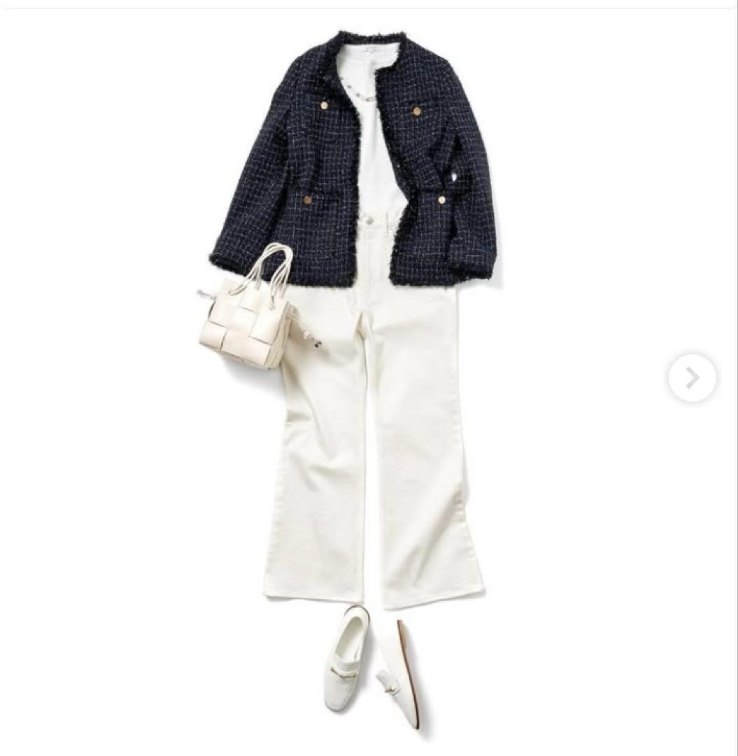 美品 PLST プラステ ツイードジャケット ネイビー 入卒園式入学式卒業式 M