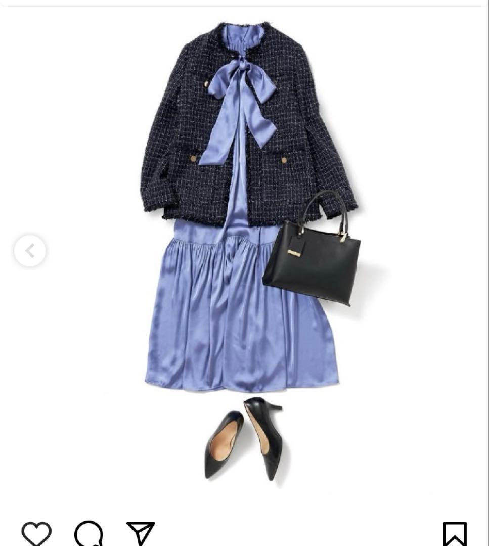 美品 PLST プラステ ツイードジャケット ネイビー 入卒園式入学式卒業式 M