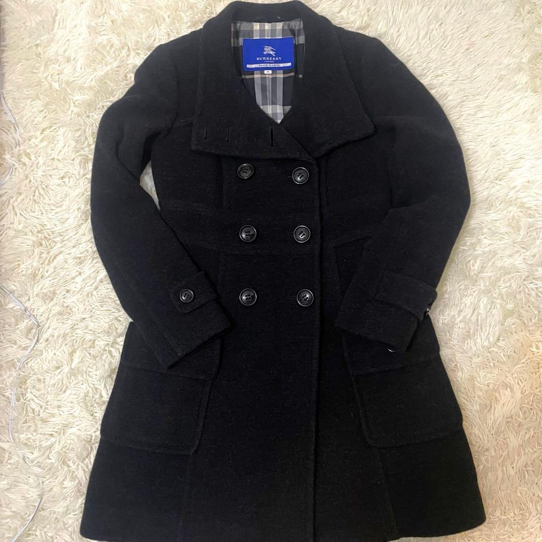 【値下げ交渉可】バーバリーロンドンブルーレーベル　コート　モヘヤ混　ノバチェック