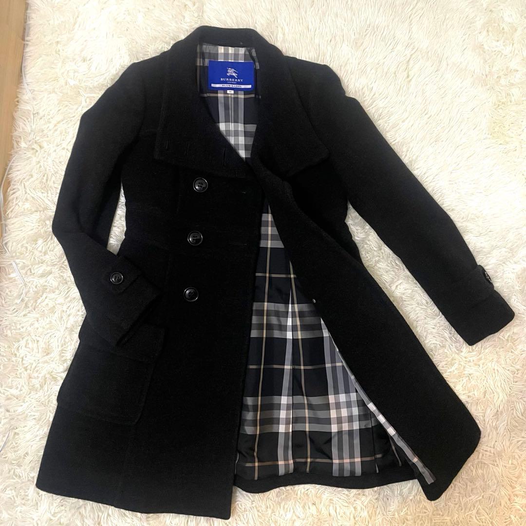 【値下げ交渉可】バーバリーロンドンブルーレーベル　コート　モヘヤ混　ノバチェック