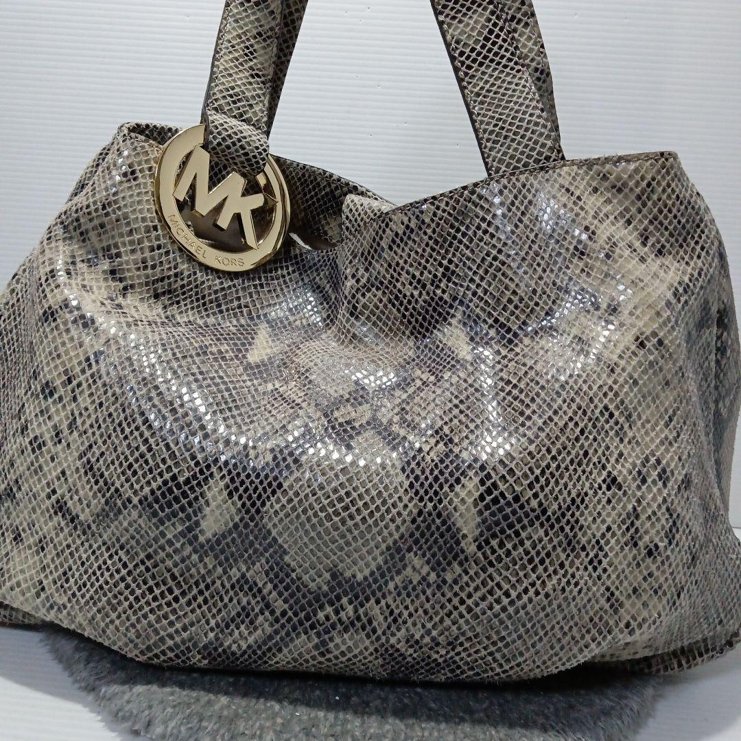 マイケルコース　パイソン本革レザー型押しトートゴールド金具　【未使用】