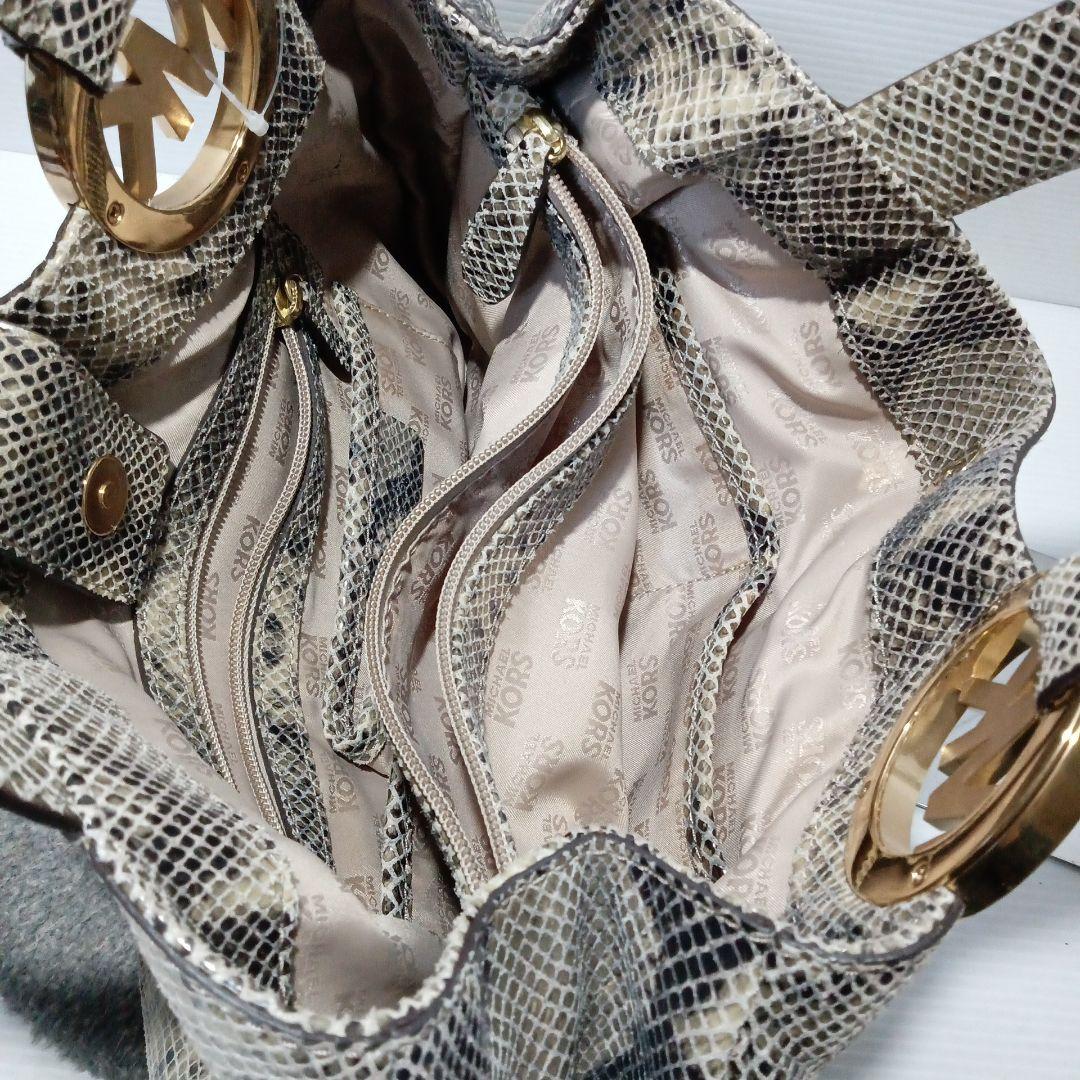 マイケルコース　パイソン本革レザー型押しトートゴールド金具　【未使用】