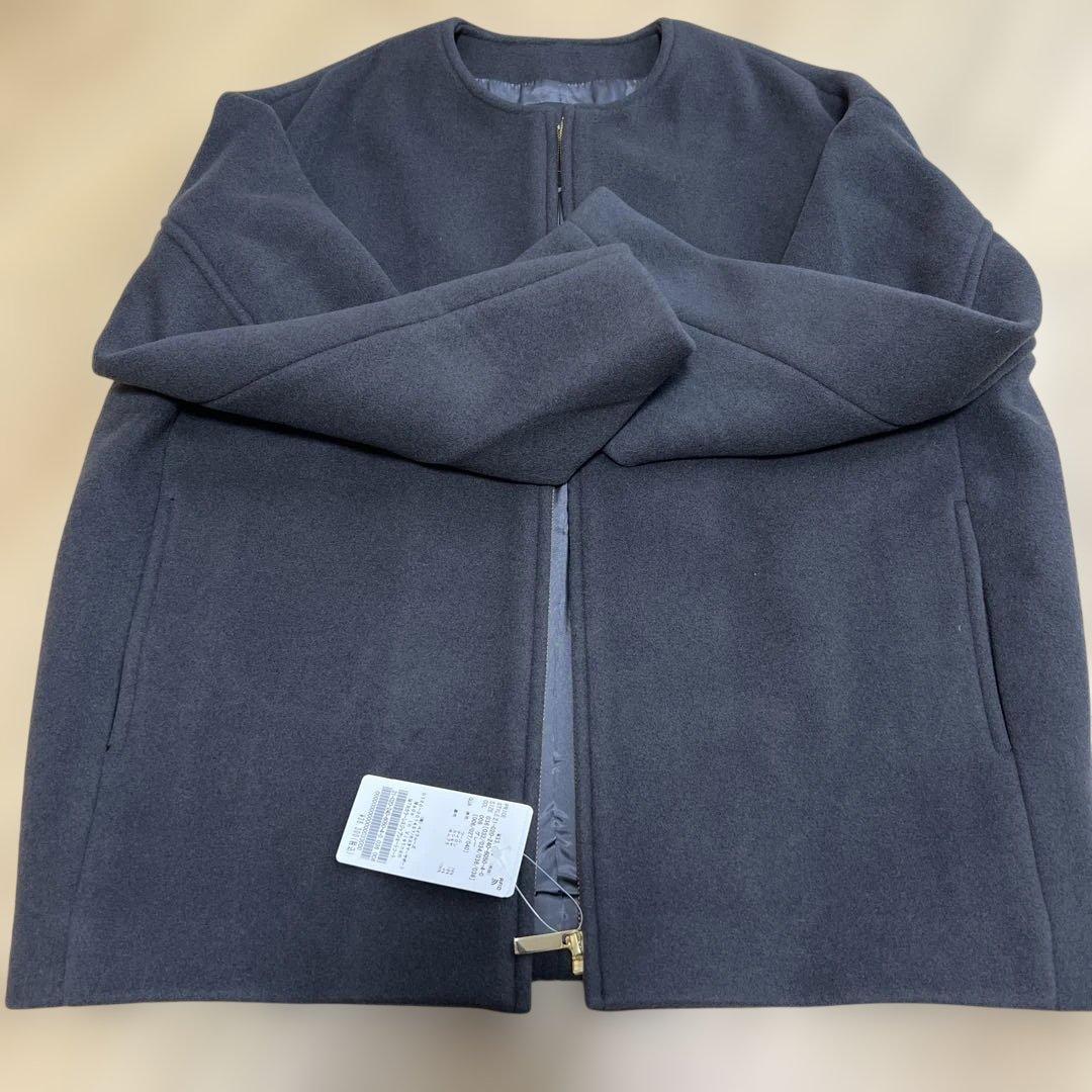 【新品】NOBLE ショートコート　MTRカラーレスジップ　グレーサイズ36