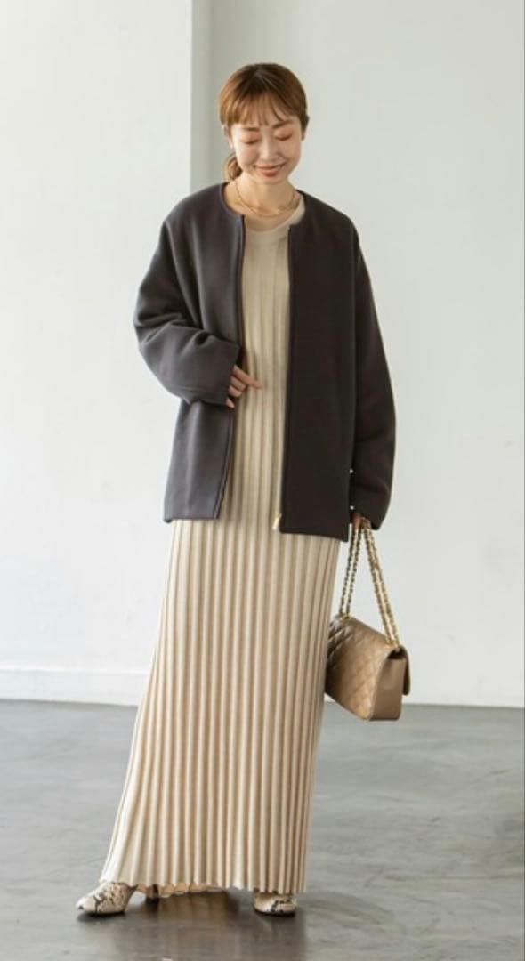 【新品】NOBLE ショートコート　MTRカラーレスジップ　グレーサイズ36