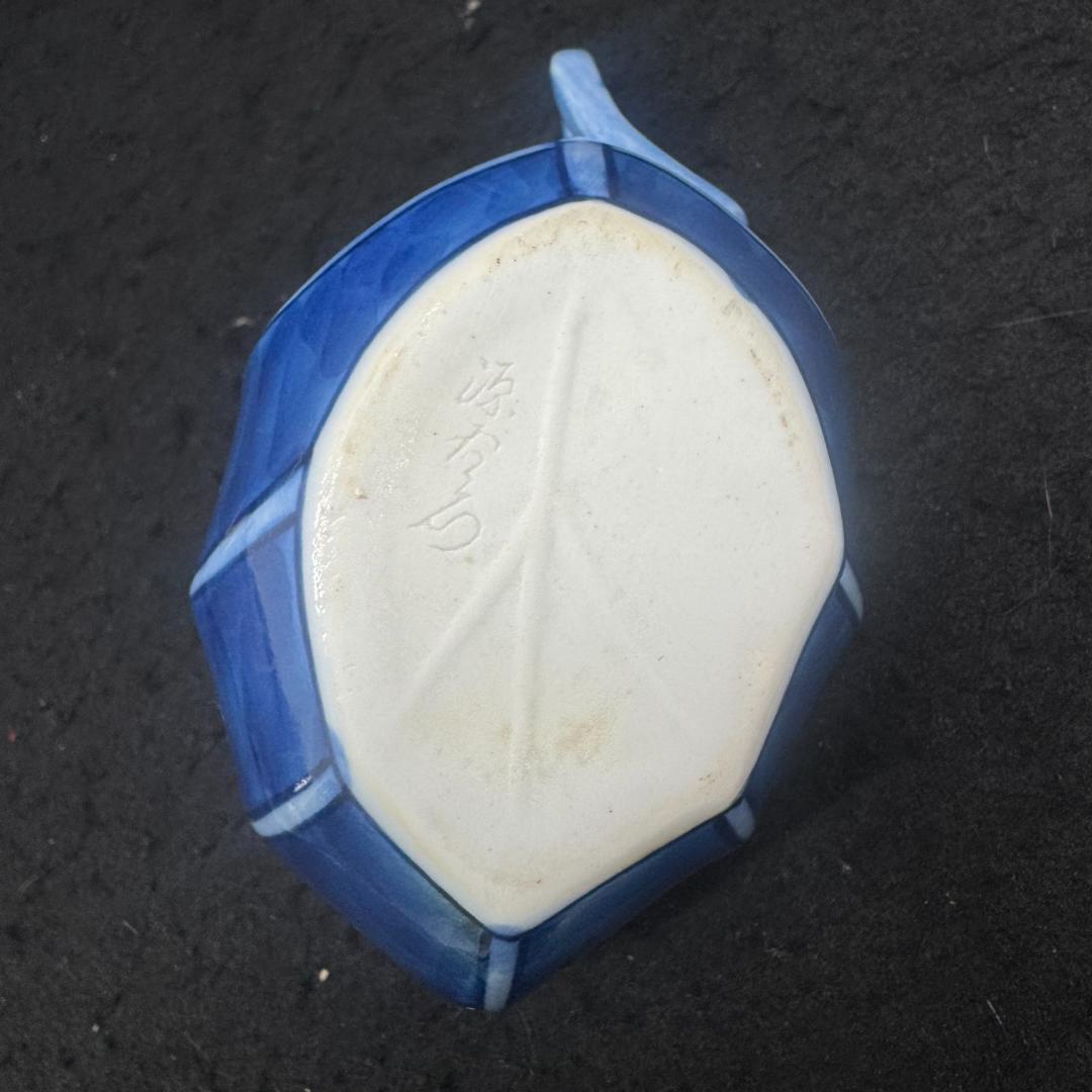 日本の名窯　源右衛門　染付濃文　葉形付出し揃　六客