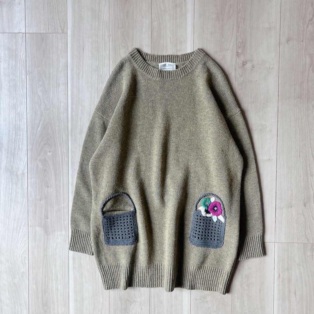 極美品＊BEARDSLEY ビアズリー 花籠ニットチュニック 近年