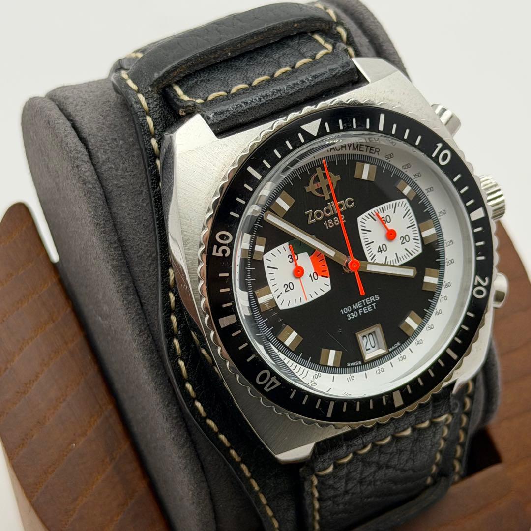 【希少】ゾディアック　ZO2216 シードラゴン　クォーツ　ブラック　クロノ