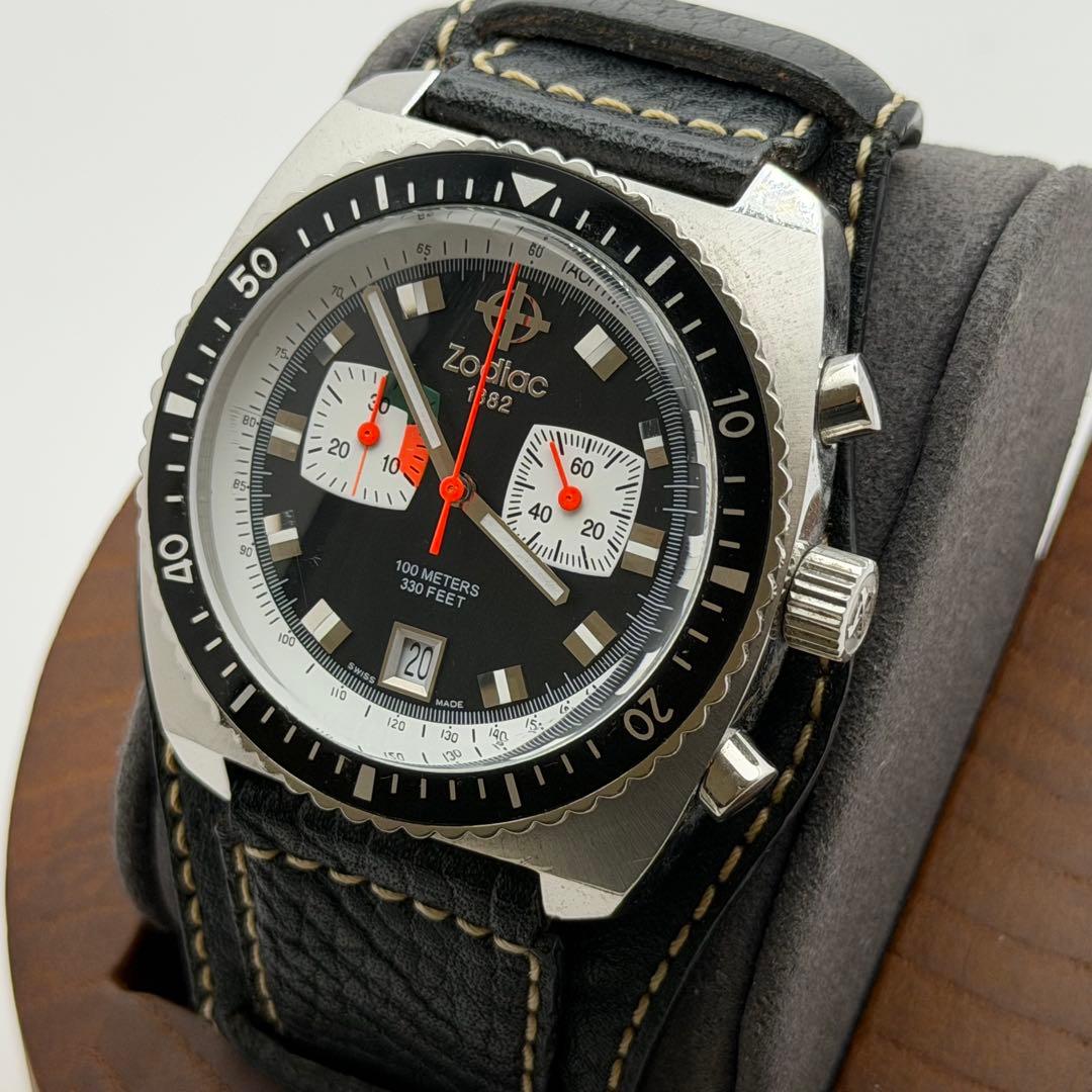 【希少】ゾディアック　ZO2216 シードラゴン　クォーツ　ブラック　クロノ