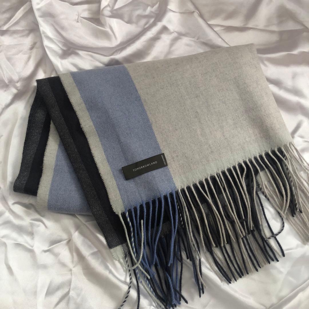 TOMORROWLAND カシミヤ ブロックストライプストール　マフラー