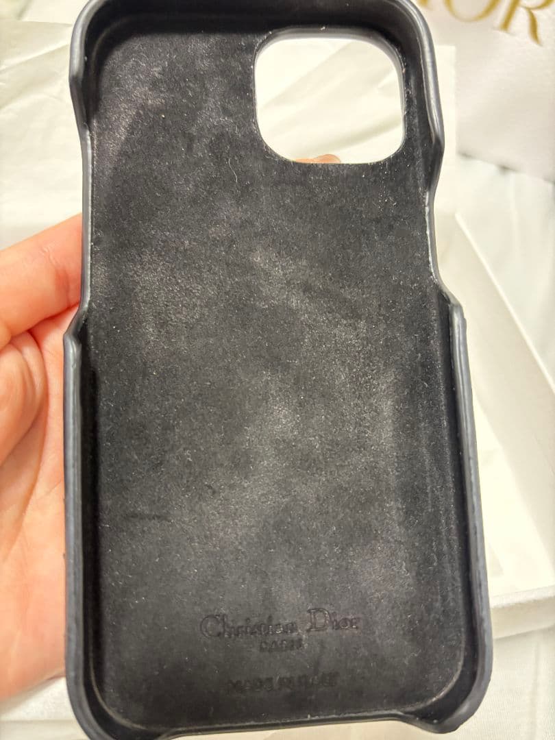 Dior ブラックレザー iPhone15ケース