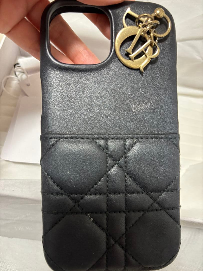 Dior ブラックレザー iPhone15ケース