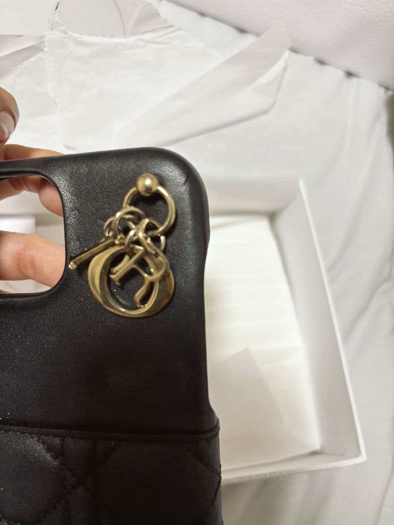 Dior ブラックレザー iPhone15ケース