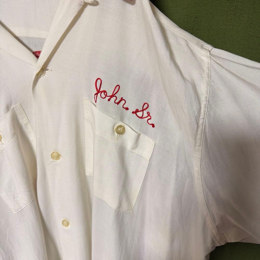 Nat Nast ホワイトレッド ボウリングシャツ