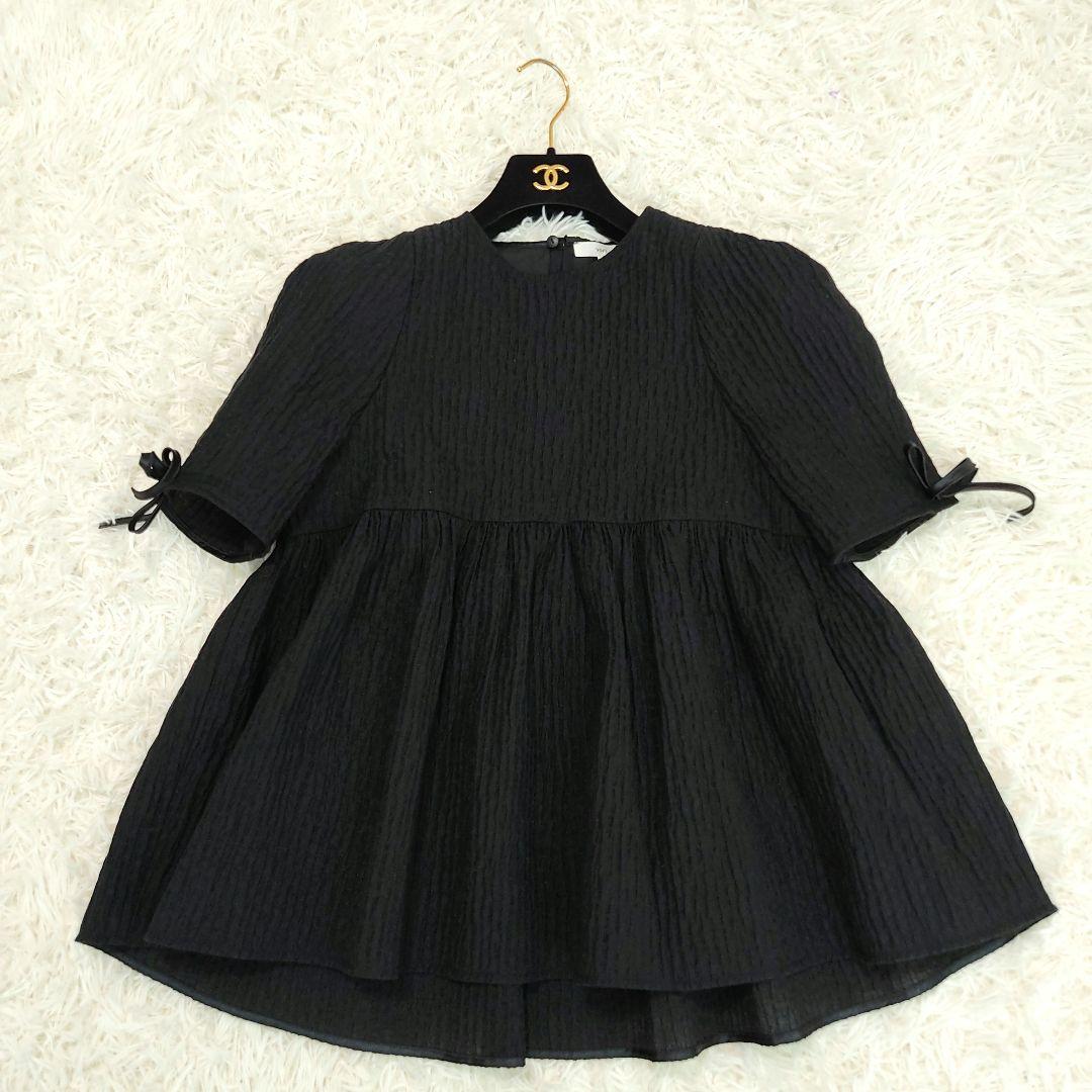 美品✨ヨリ　フクレフレアブラウス　ブラック　36