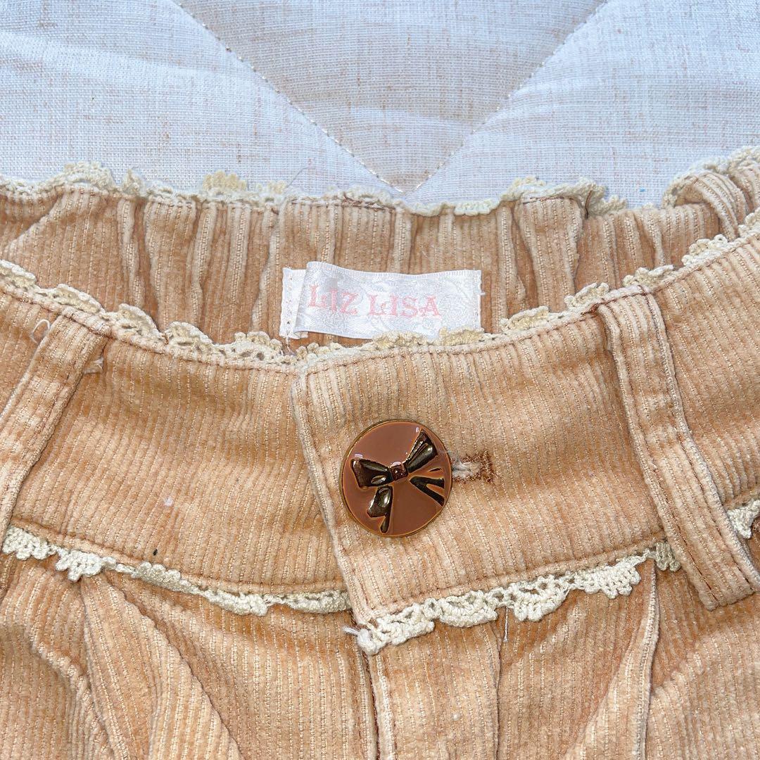 00s 希少 LIZLISA サイドリボン レースコーデュロイショートパンツ