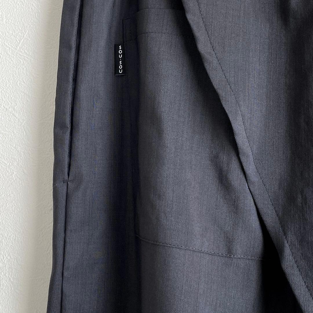 新品訳あり【SOU・SOU】　手柄寛衣　下　モスリン　濃灰　サルエルパンツ L