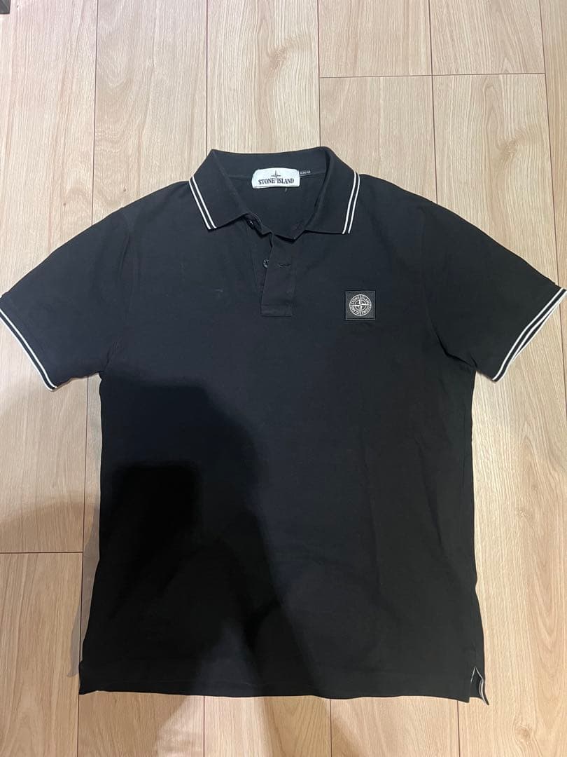 STONE  ブラック ポロシャツ スリムフィット