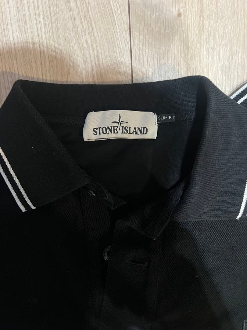 STONE  ブラック ポロシャツ スリムフィット