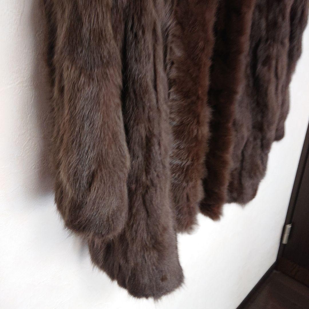 毛皮リバーシブルコートロシアンリス、シルク丈80センチ軽量ふんわりあたたか