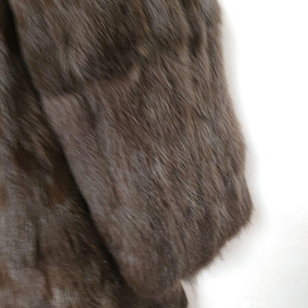 毛皮リバーシブルコートロシアンリス、シルク丈80センチ軽量ふんわりあたたか