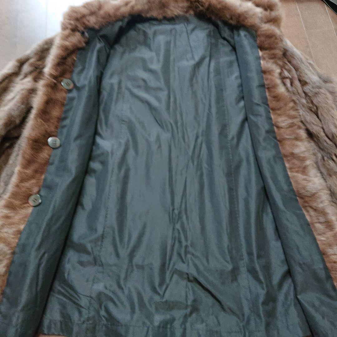 毛皮リバーシブルコートロシアンリス、シルク丈80センチ軽量ふんわりあたたか