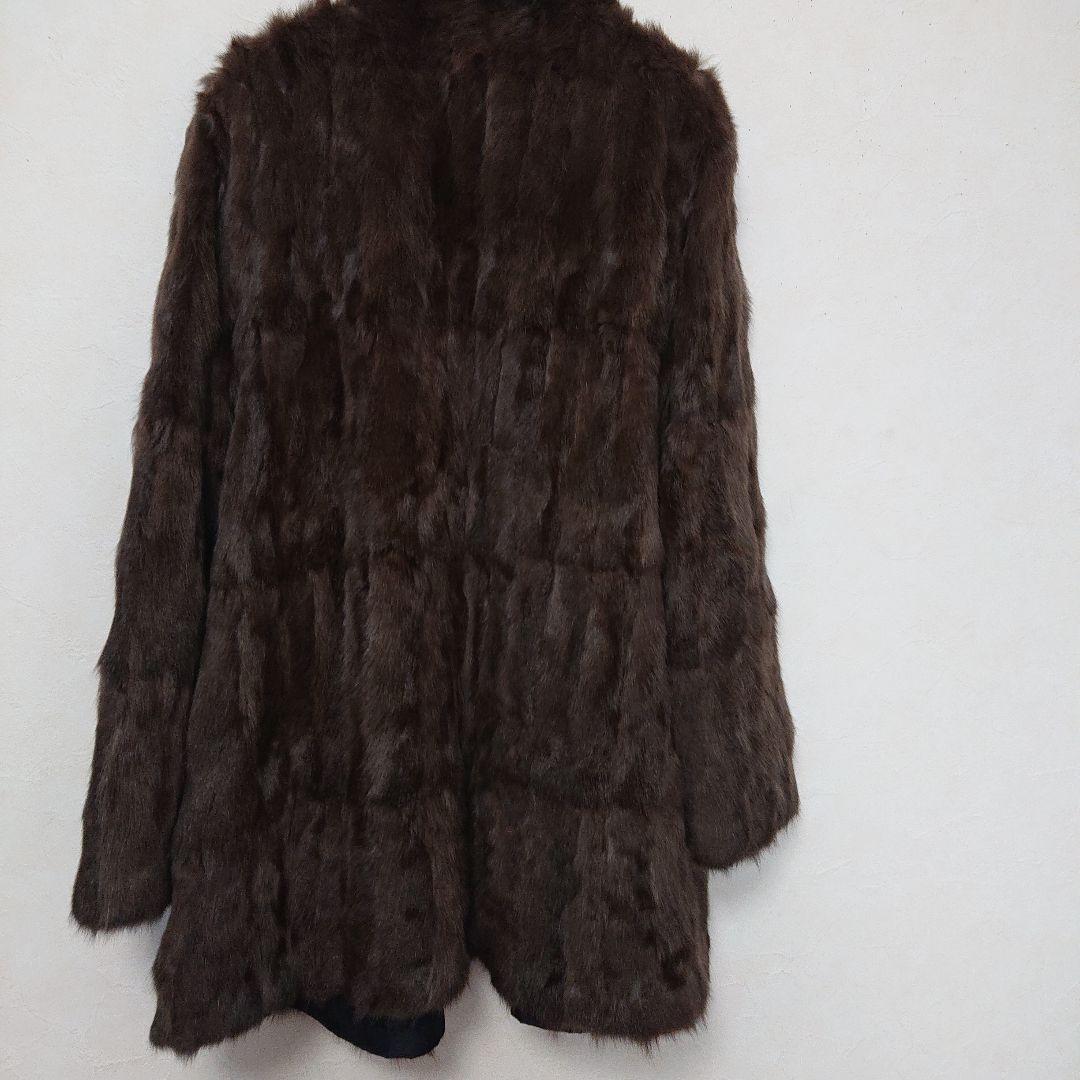 毛皮リバーシブルコートロシアンリス、シルク丈80センチ軽量ふんわりあたたか