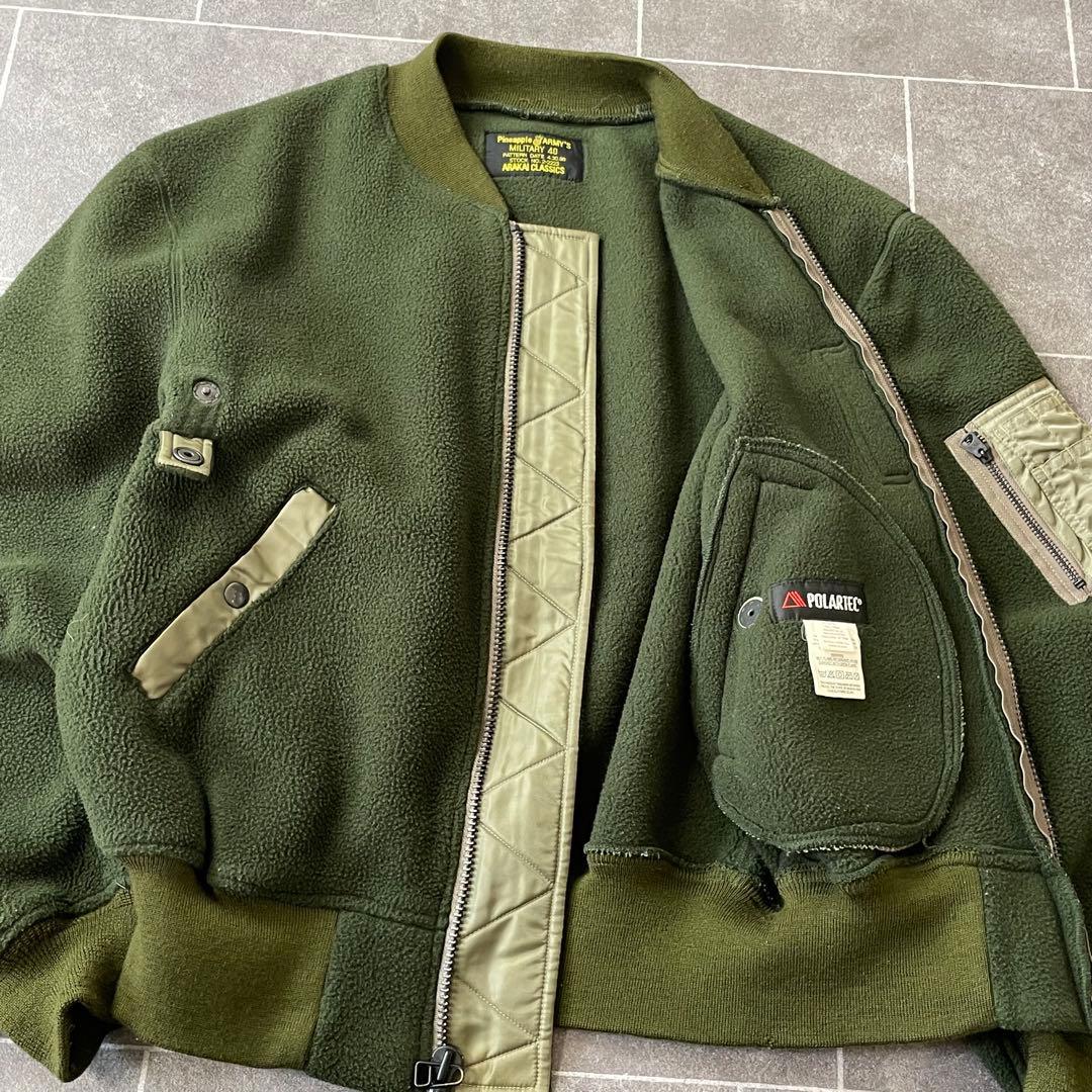 PineappleARMY'S MA-1ナイロン切替フリースボンバージャケット