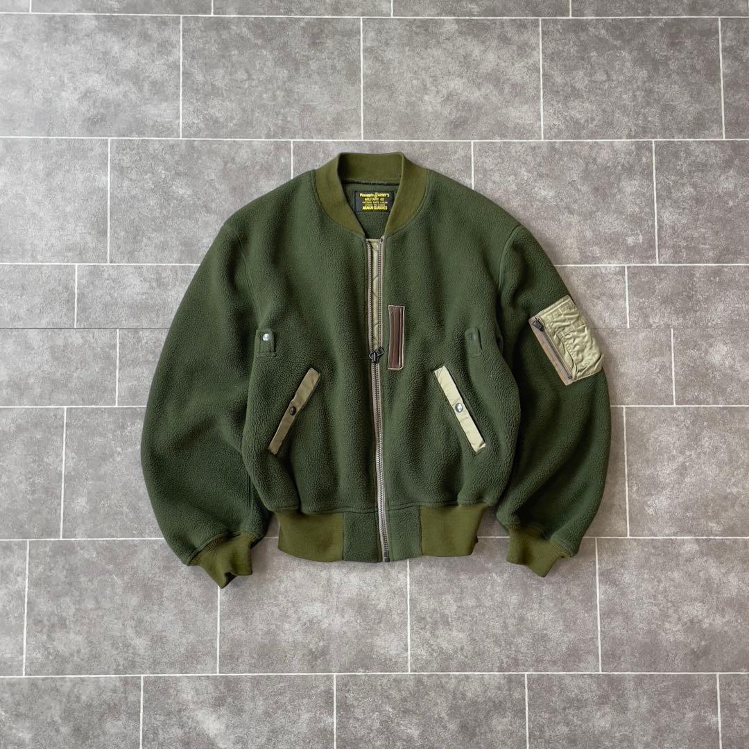 PineappleARMY'S MA-1ナイロン切替フリースボンバージャケット
