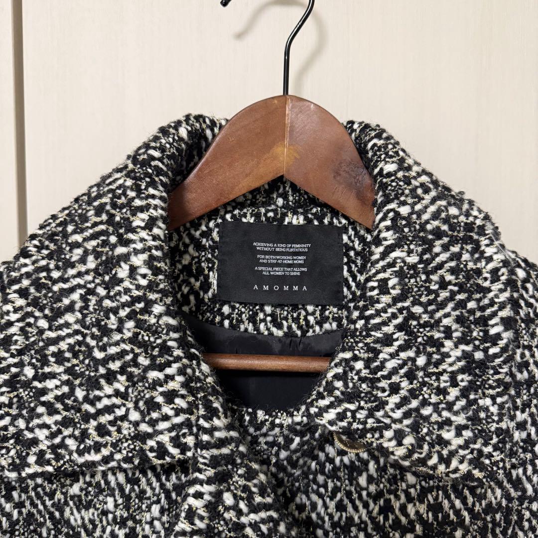 AMOMMA アモマ ツイードウールコート ブラック