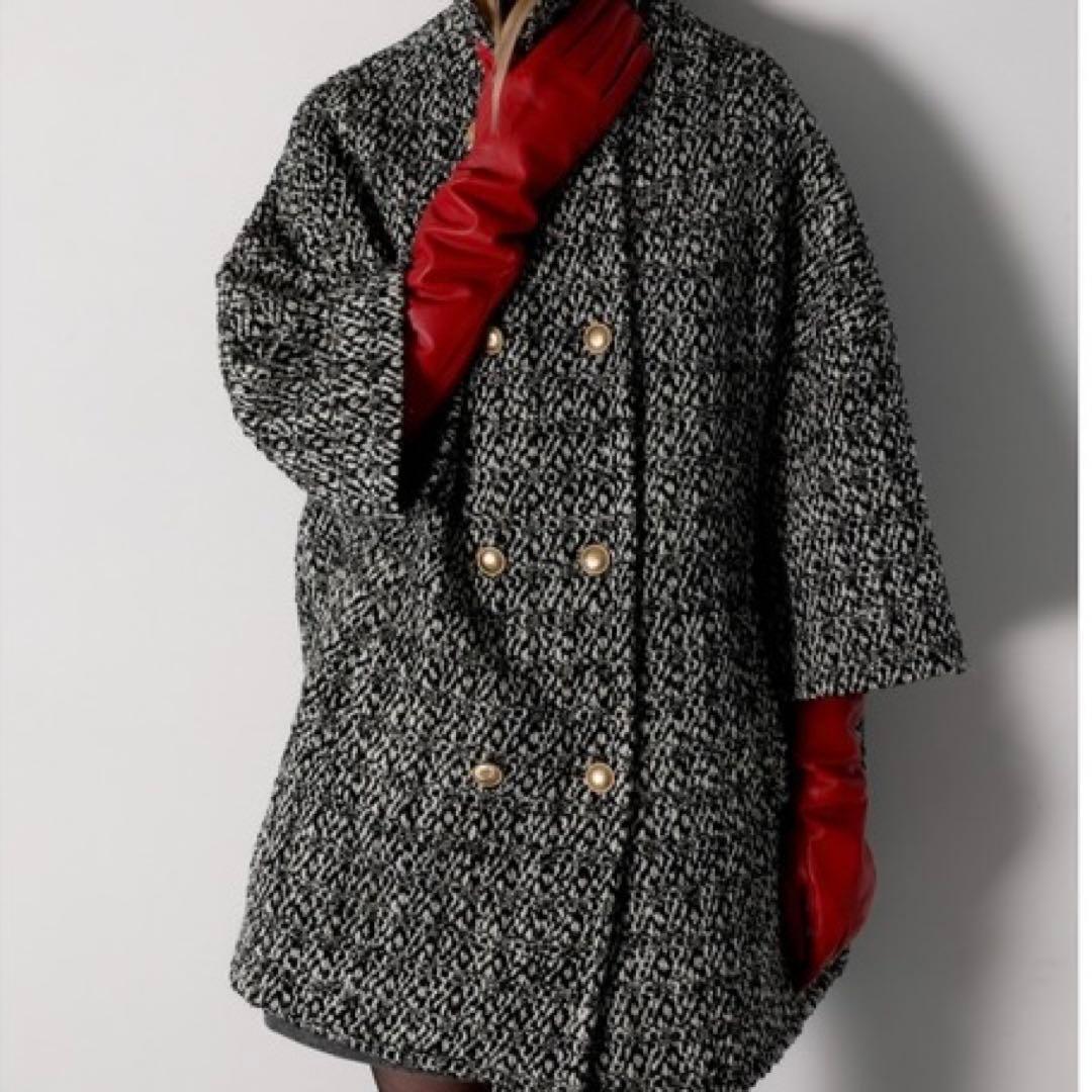 AMOMMA アモマ ツイードウールコート ブラック