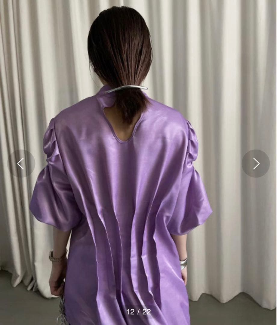 Ameri vintage ギャザースリーブウエストタックドレス　パープル