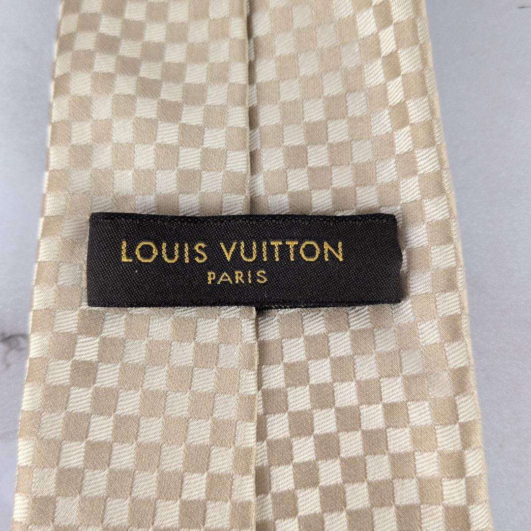 【極美品】ルイヴィトン☆ダミエ　LV刺繍　シャンパンゴールド　ネクタイ　メンズ