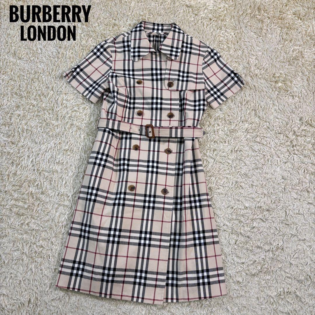 バーバリーロンドン　ノバチェック　ベルト　コットン　膝丈　ワンピース　140A