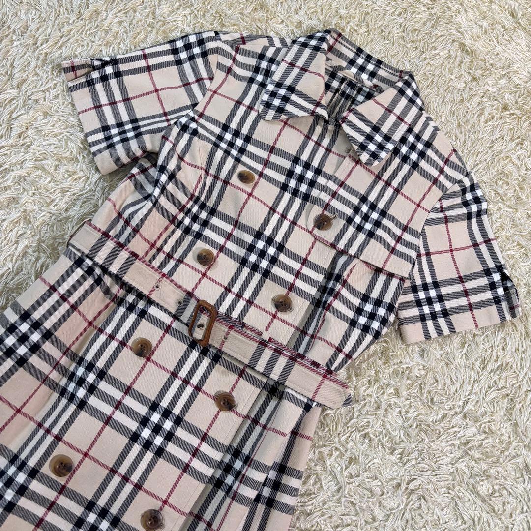 バーバリーロンドン　ノバチェック　ベルト　コットン　膝丈　ワンピース　140A