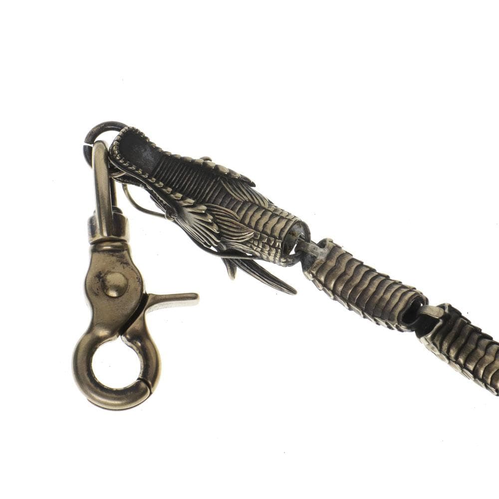 真鍮ブラス ウォレットチェーン 東洋の龍 ドラゴン オリジナル燻し加工BRASS