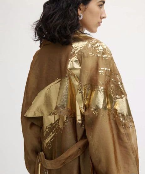 アメリヴィンテージFOIL PAINTING SHEER TRENCH COAT