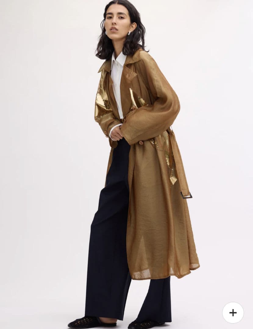 アメリヴィンテージFOIL PAINTING SHEER TRENCH COAT