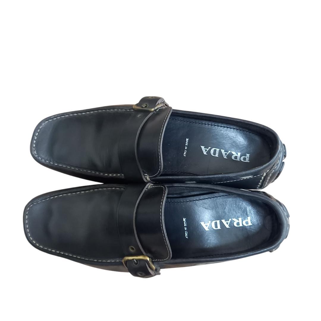 即日配送★ PRADA プラダ ドライビングシューズ ブラック レザー 28