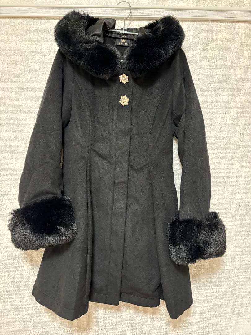 ♥ロジータ バックリボンフーディーコート ブラック♥