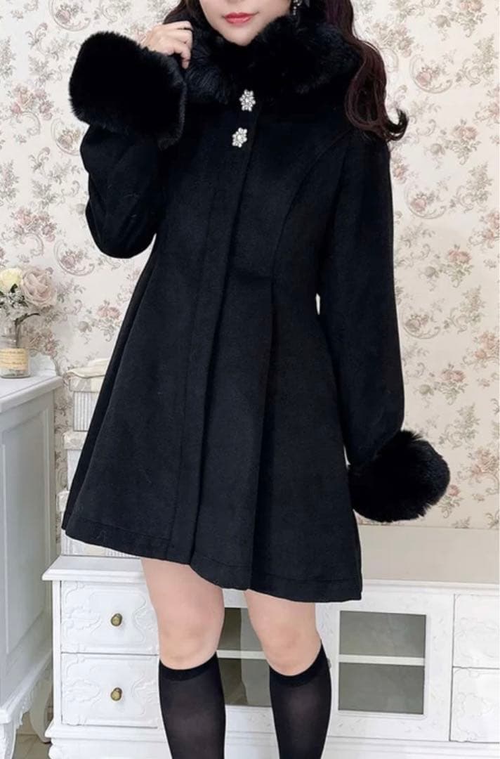 ♥ロジータ バックリボンフーディーコート ブラック♥