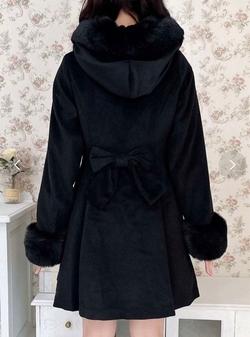 ♥ロジータ バックリボンフーディーコート ブラック♥