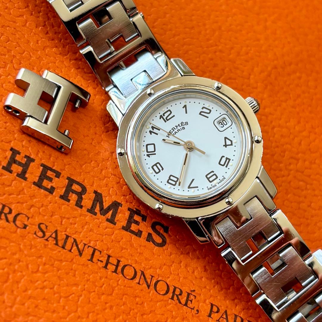 【HERMES】✨極美品✨ エルメス クリッパー レディース 腕時計 ホワイト