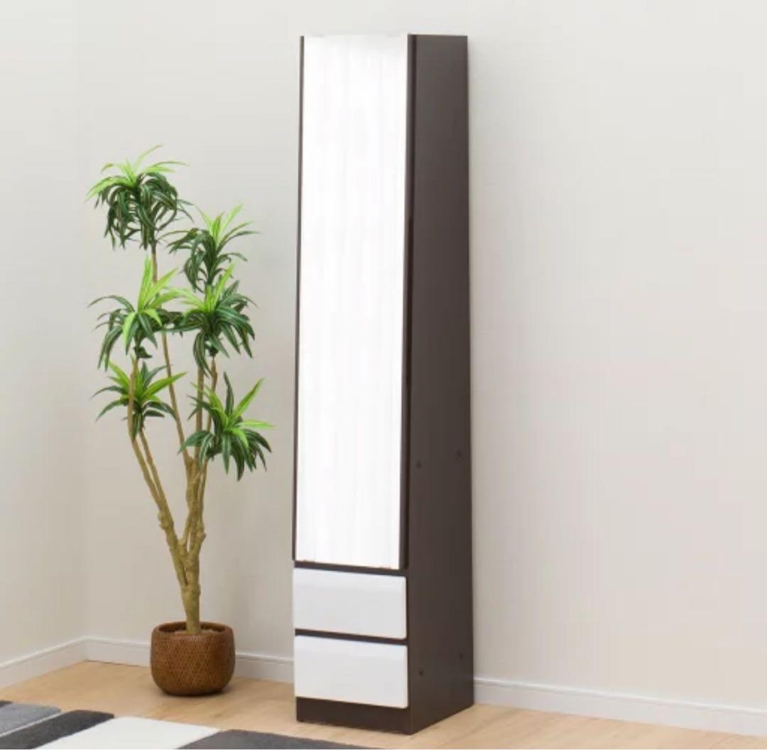 ニトリ 収納付き 姿見ミラー コルト30 WH/DBR