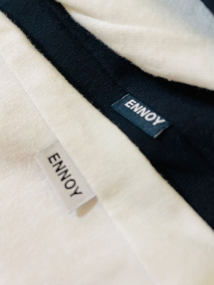 ENNOY POCKET&CREW LS T-SHIRT L セット 白 紺