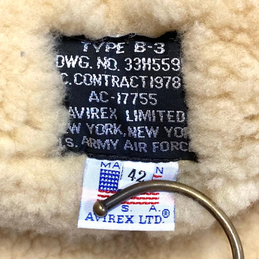 USA製 AVIREX アビレックス B-3 フライトジャケット ムートン 42