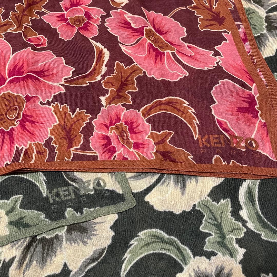 美品✤希少 KENZO ラージストール 赤 緑 2色セット 大判 ユニセックス